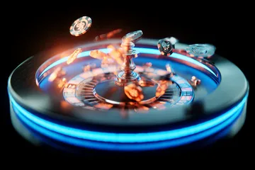 A man celebrating a winning moment on his laptop while gaming symbols float around him, capturing the excitement of RK888 games.